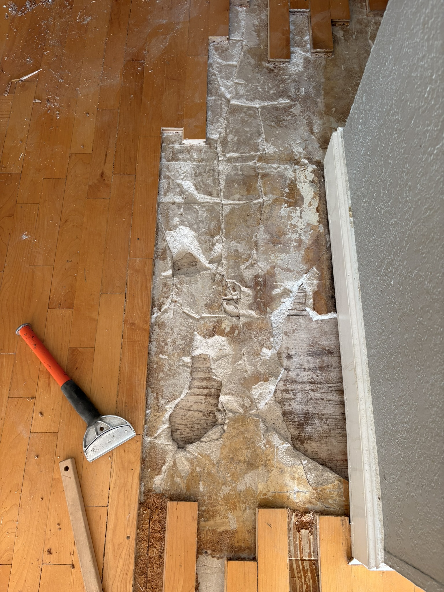 removing damaged floor boards