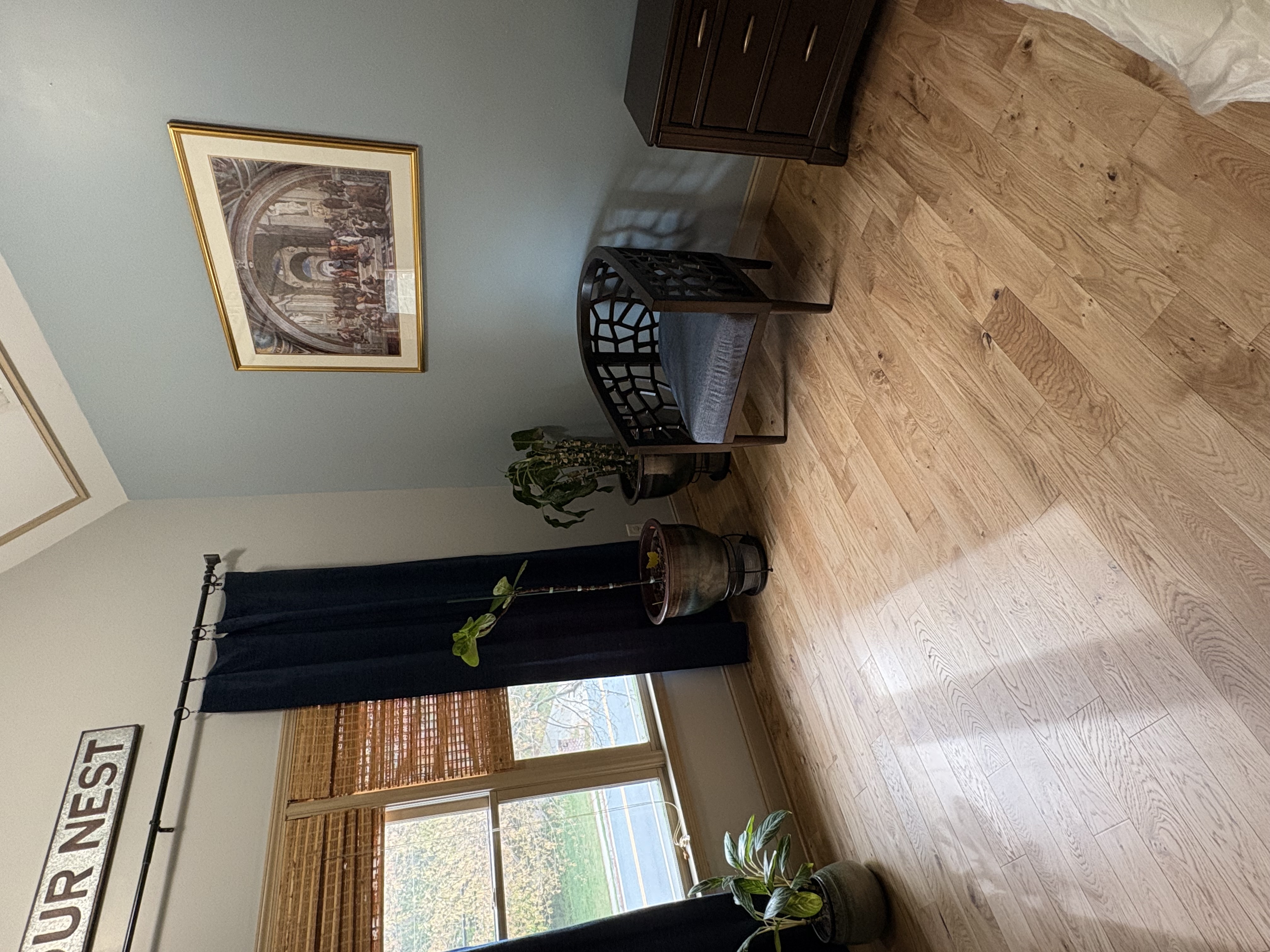 white oak hardwood bedroom