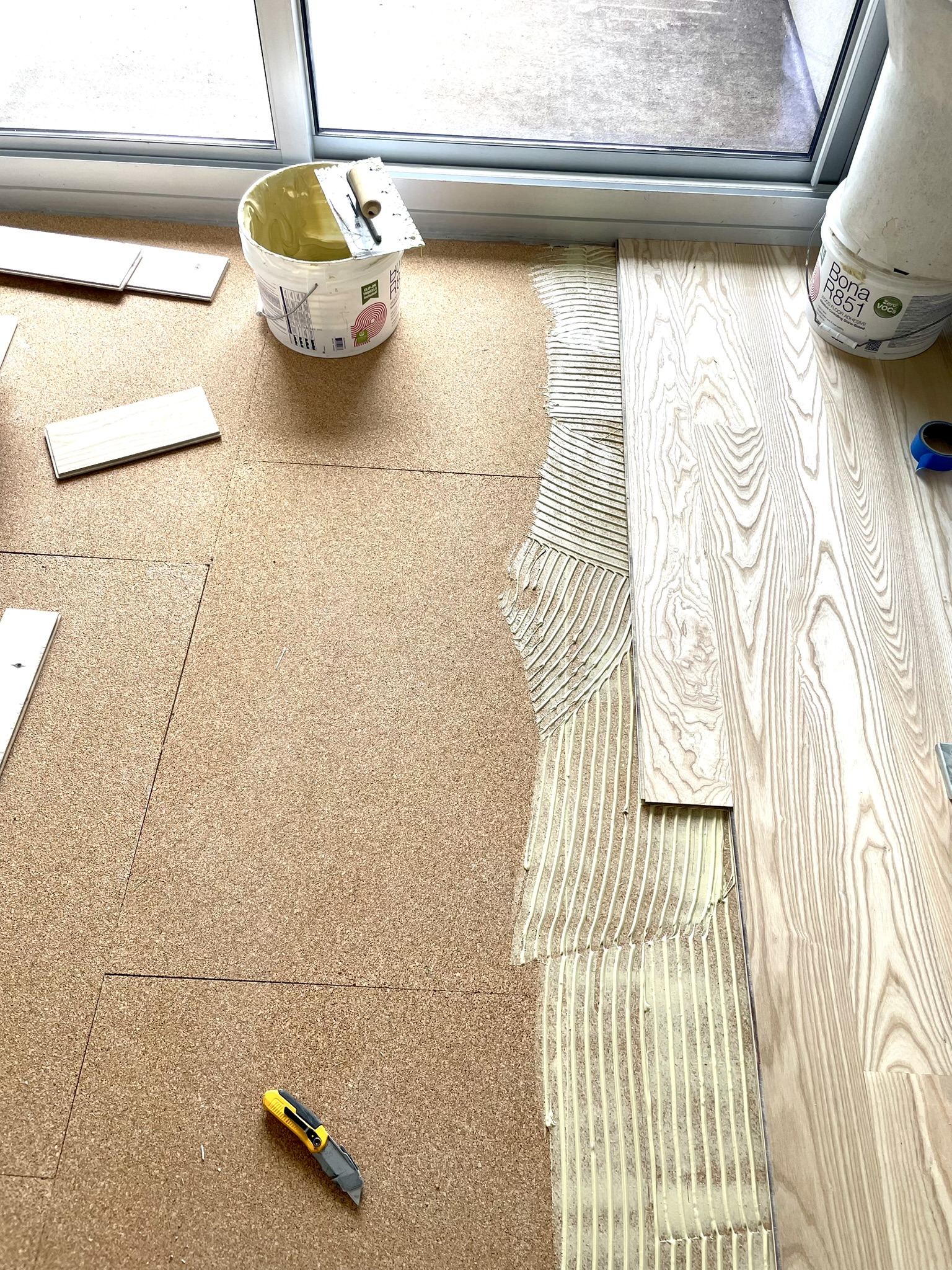 engineered Ash hardwood floors installation- Atlanta
