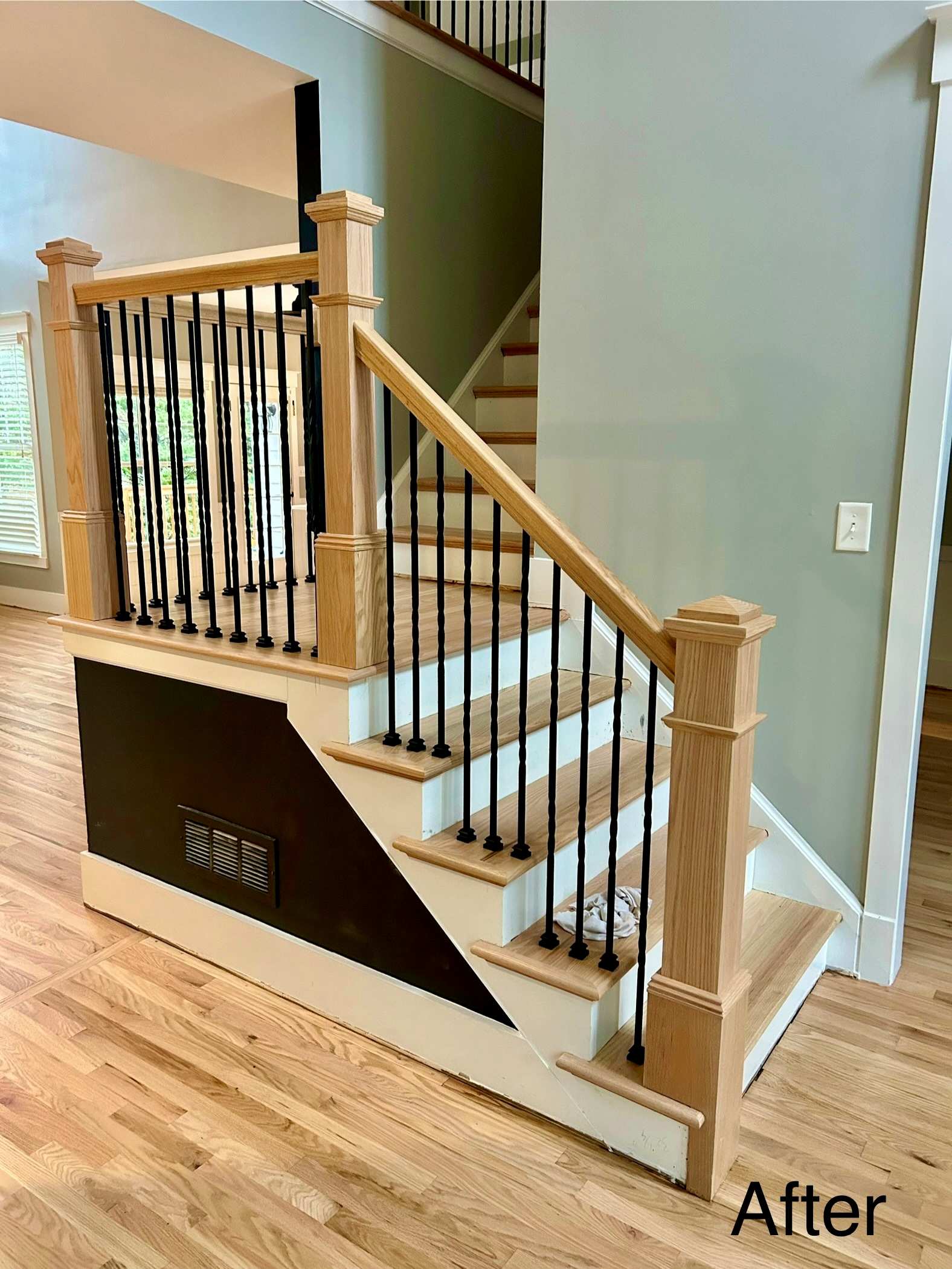plain, black iron baluster
