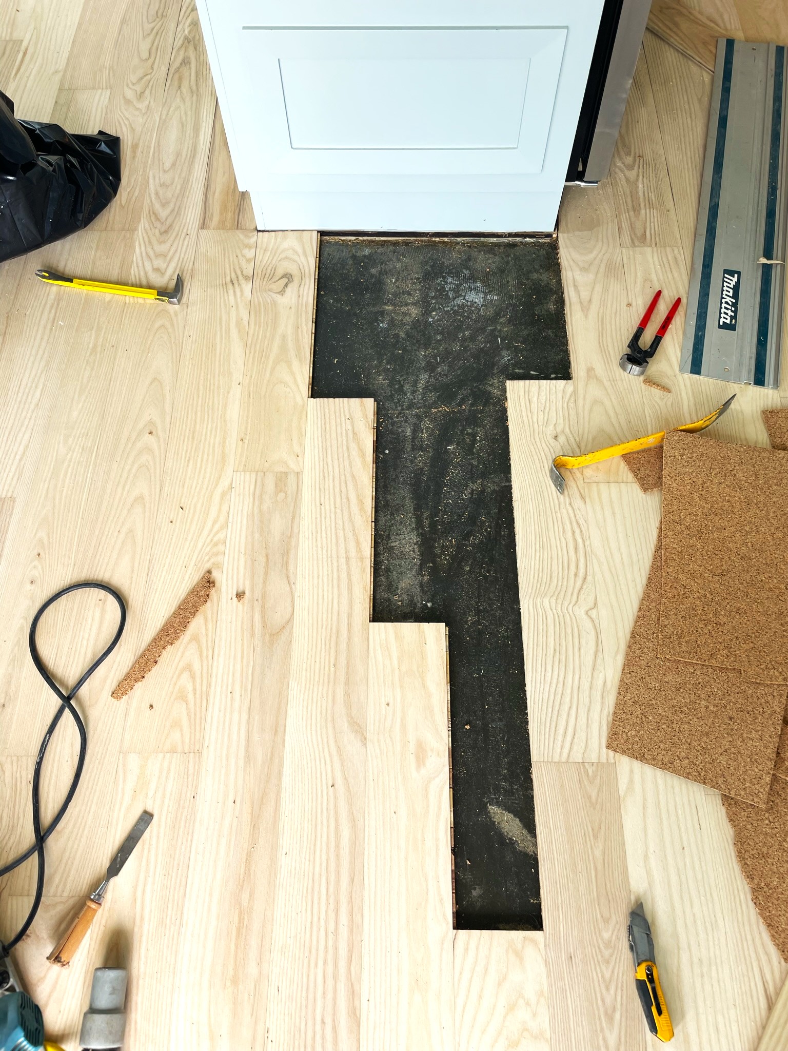 Floor repair in the kitchen- Ash hardwoods